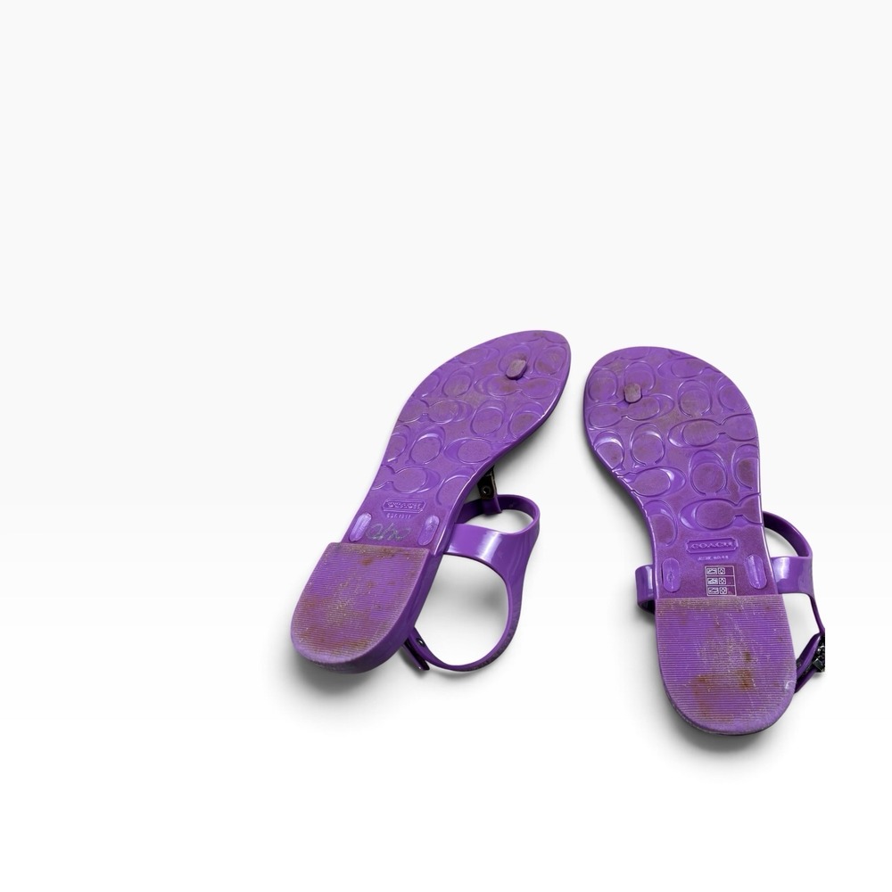 Coach Piccadilly Purple Jelly Sandals Women's Size 6B Logo Charm Buckle - Picture 9 of 10